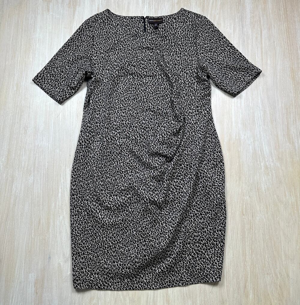 NWT Dana Buchman Leopard Animal Print Ruched Office Career Sheath Midi Dress 18